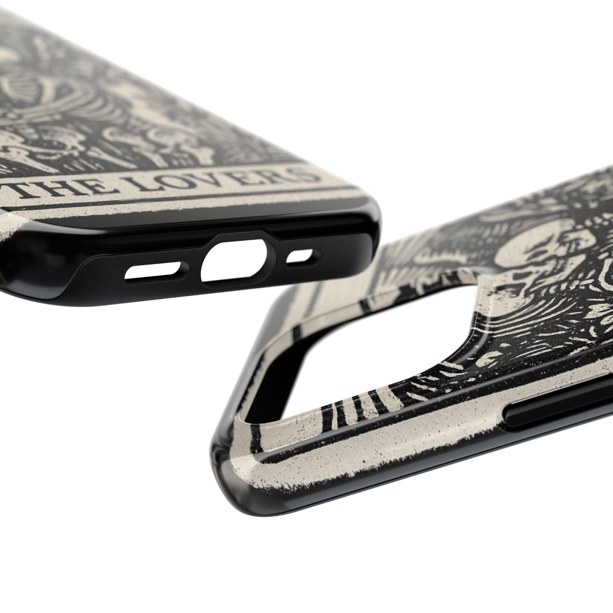 Tough Phone Case with Skeleton Lovers Design, Gothic Phone Cover, Unique Couples Gift, Halloween Accessory, Edgy Tech Design