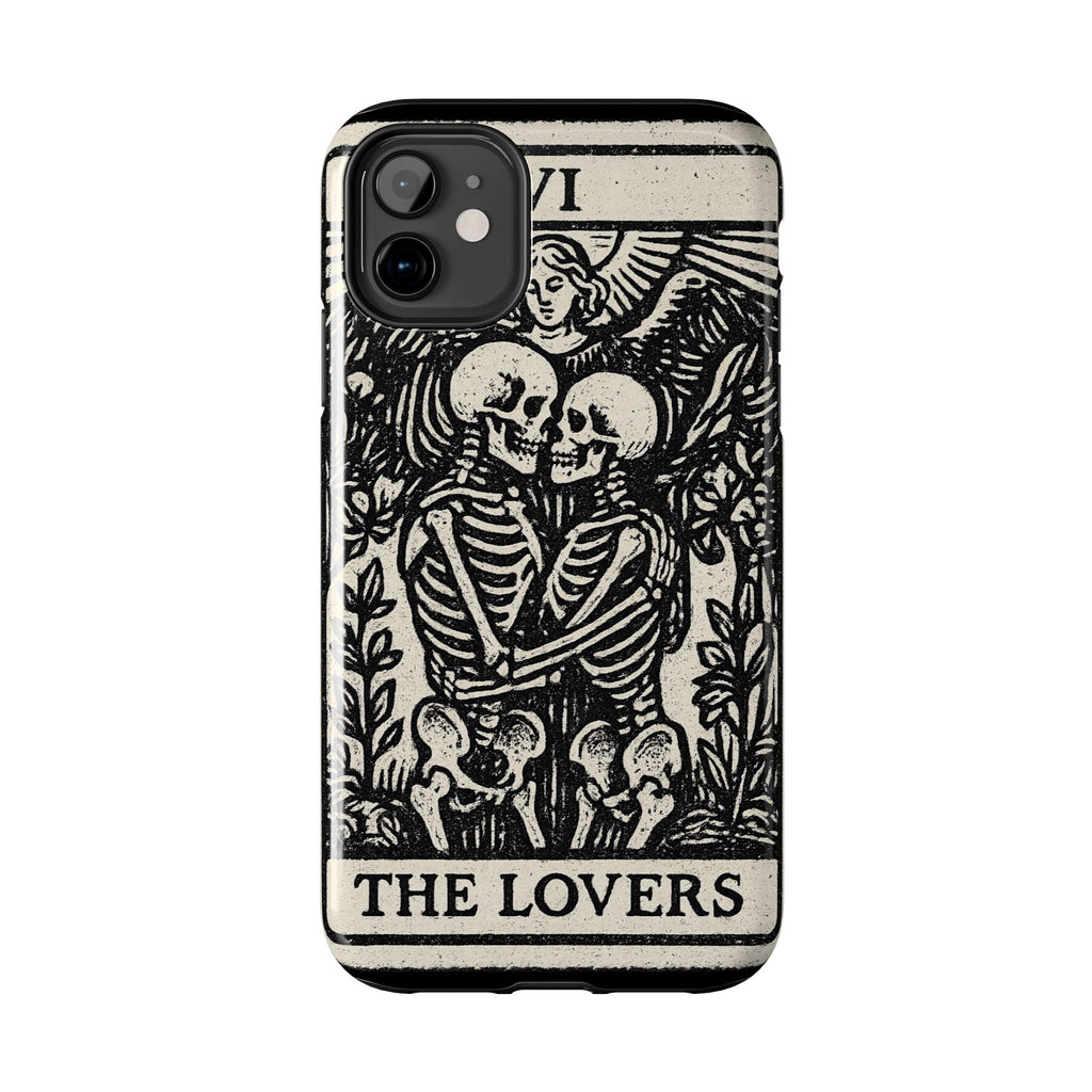 Tough Phone Case with Skeleton Lovers Design, Gothic Phone Cover, Unique Couples Gift, Halloween Accessory, Edgy Tech Design